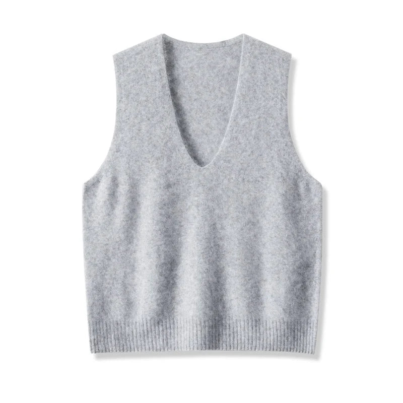 SuyaDream, Women Vests, Fleece Wool, V Neck, Chic Pullovers, 4.7%Cashmere 95.3%Wool, 2025 Fall Winter Sweaters, Tanks