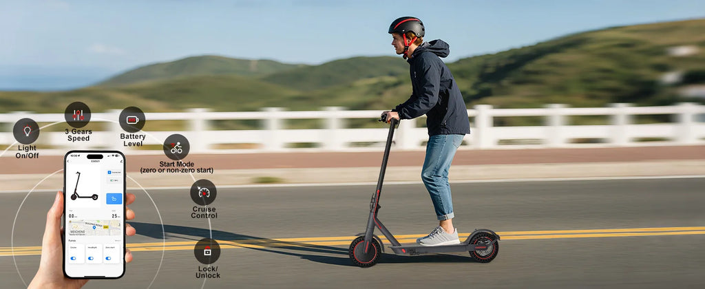 500W Motor Folding Electric Scooter For Adults 36V 5.2AH Battery Rang 8.5'' Solid Tire 18MPH 15Miles Long Range APP Control