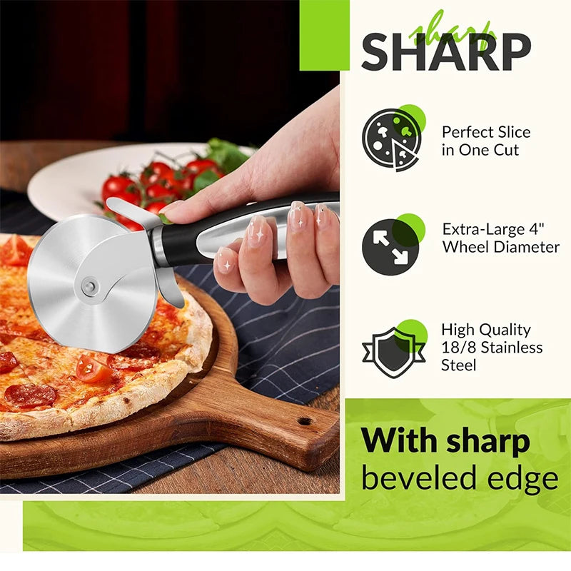 Premium Pizza Cutter Stainless Steel Pizza Cutter Wheel Super Sharp Pizza Slicer with Non-Slip Handle Kitchen Gadgets JT542