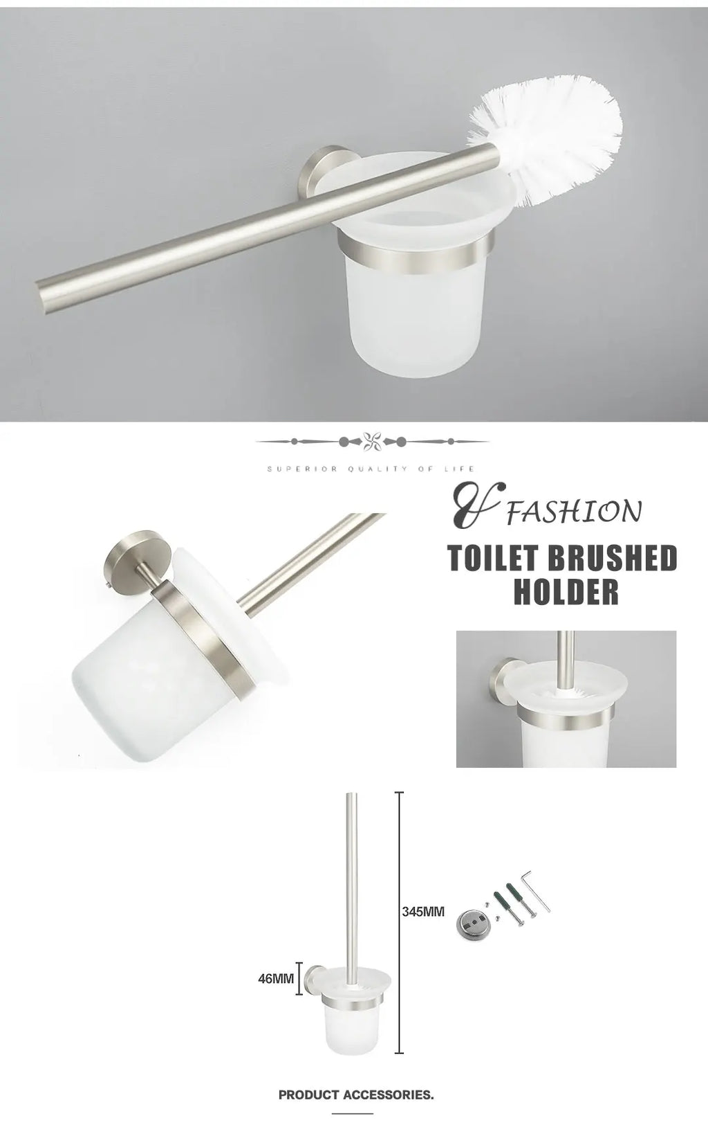 Brushed Nickel Wall Mount Stainless Steel Bathroom Hardware Set Towel Bar Towel Ring Paper Holder Robe Hook Bathroom Accessories