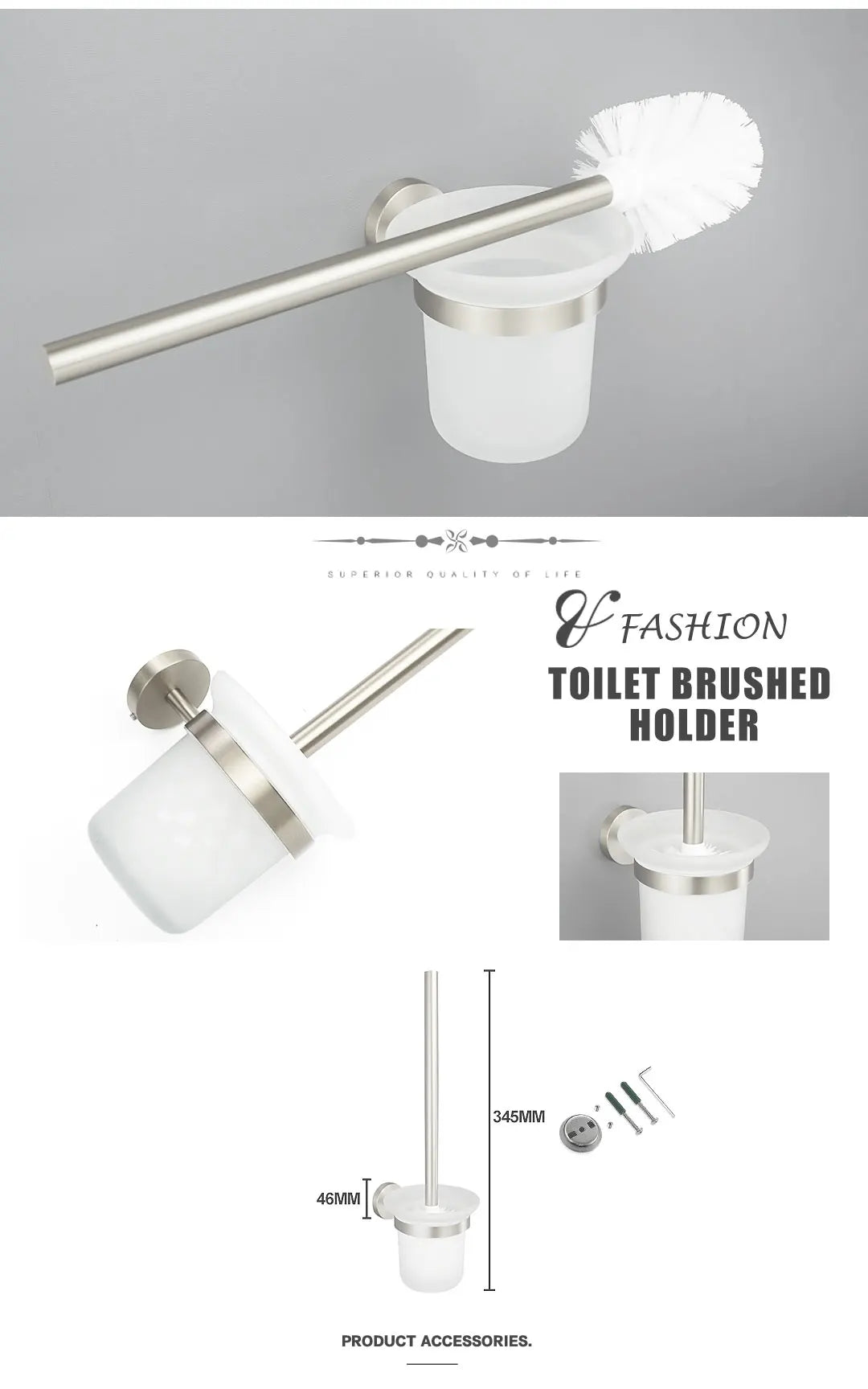 Brushed Nickel Wall Mount Stainless Steel Bathroom Hardware Set Towel Bar Towel Ring Paper Holder Robe Hook Bathroom Accessories