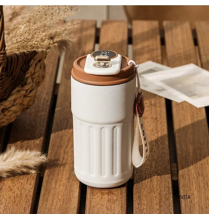 450ML LED Temperature Display Thermo Water Bottle Stainless Steel Coffee Cup Travel Vacuum Flask Keep Cold and Heat Thermal Mug