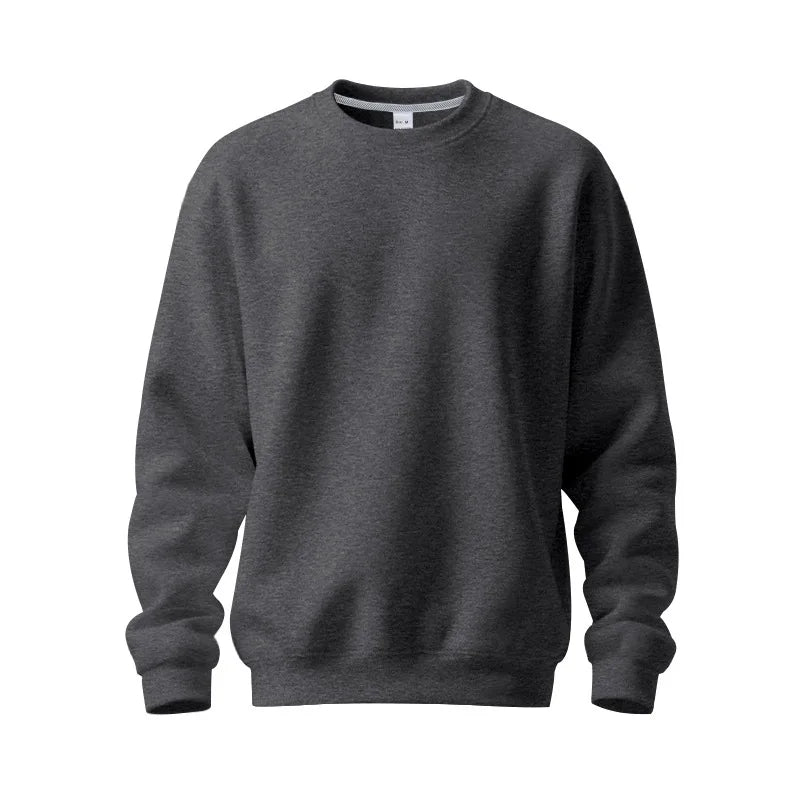 Winter Mens Loose Crew Neck Pullover Sweatshirt Fleece Lined Warm Casual Sports Commuter Outerwear Men Sweatshirt