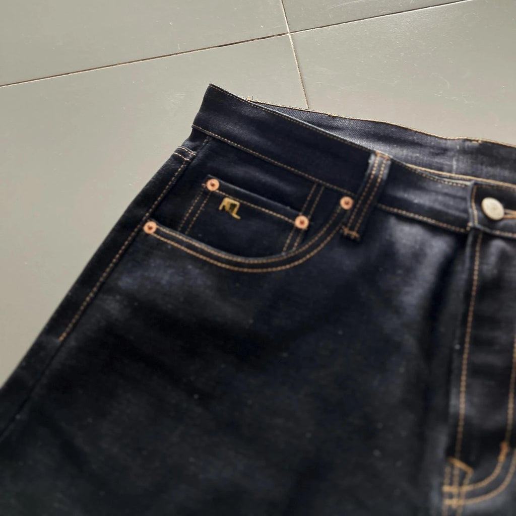 DOUBEL American Retro Ameika Vintage  Material 168 Oz Heavy Ear Denim Jeans Low Waist Zipper Cotton Straight Leg Spring