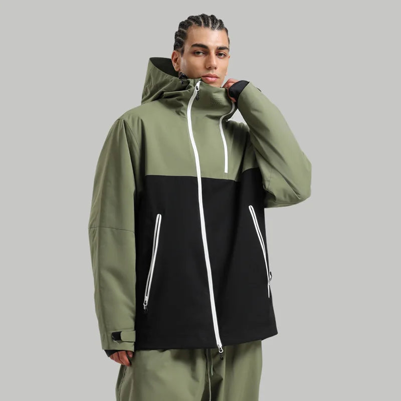 Gsou Snow Unisex Color-Block Ski Jacket Waterproof Snowboard Coat Breathable Loose Fit Women Men Professional Ski Wear