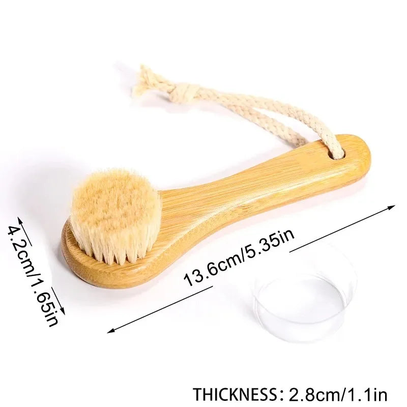 Beauty Skin Care Brush Face Cleansing Brush Soft Natural Bamboo Hair Facial Cleansing Massage Portable Wash Deep Clean Face