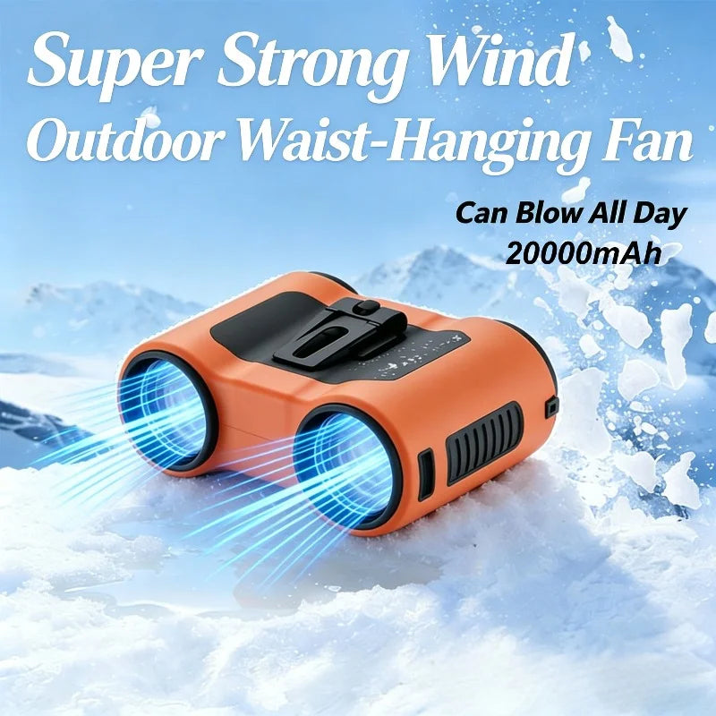 Portable Waist Clip Fan Mini USB Charging Hanging Fan with LED Flashlight Outdoor Single/dual Air Outlet Fan 20000/10000Mah F6/7