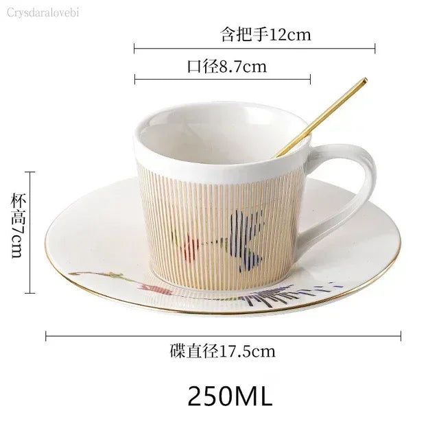 New Dynamic Mirror Reflection Cup Mug 250~300ml Home Drinkware Creative Ceramic Anamorphic Cup Coffee Tea Set Interesting Gift