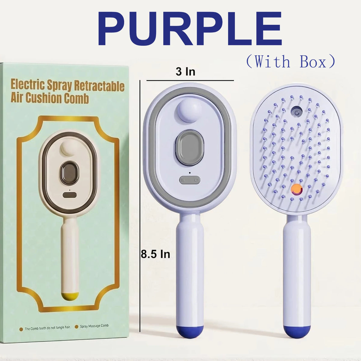 Wet Electrics Hairbrush with Water Spray Rechargeable Steams Hair Straightener USB-C Charging for Both Long & Short Hairs