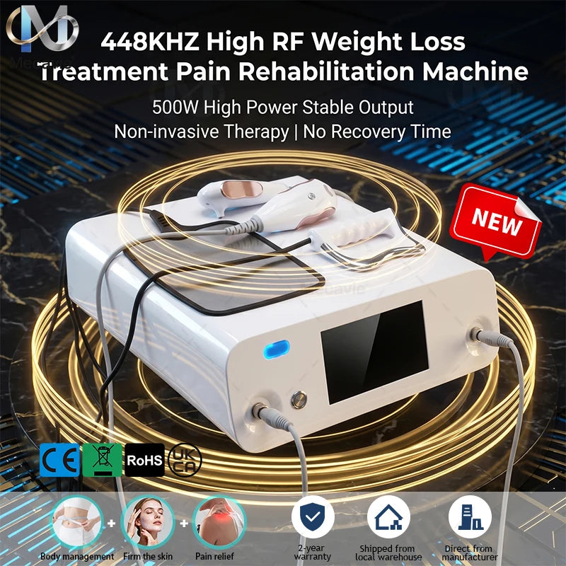 Mecavie 448KHz High RF Therapy Machine 500W Deep Thermal System 4 Probes (CET/RET)  Body Sculpting Pain Relief Facial Lifting