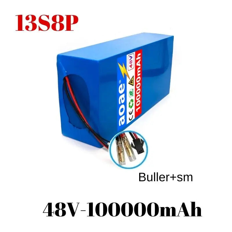 48V 13s8p Lithium-Ion Battery Pack 100000mAh 2000W Electric Battery for Electric Scooters Mountain Built-In 50A BMS Charger