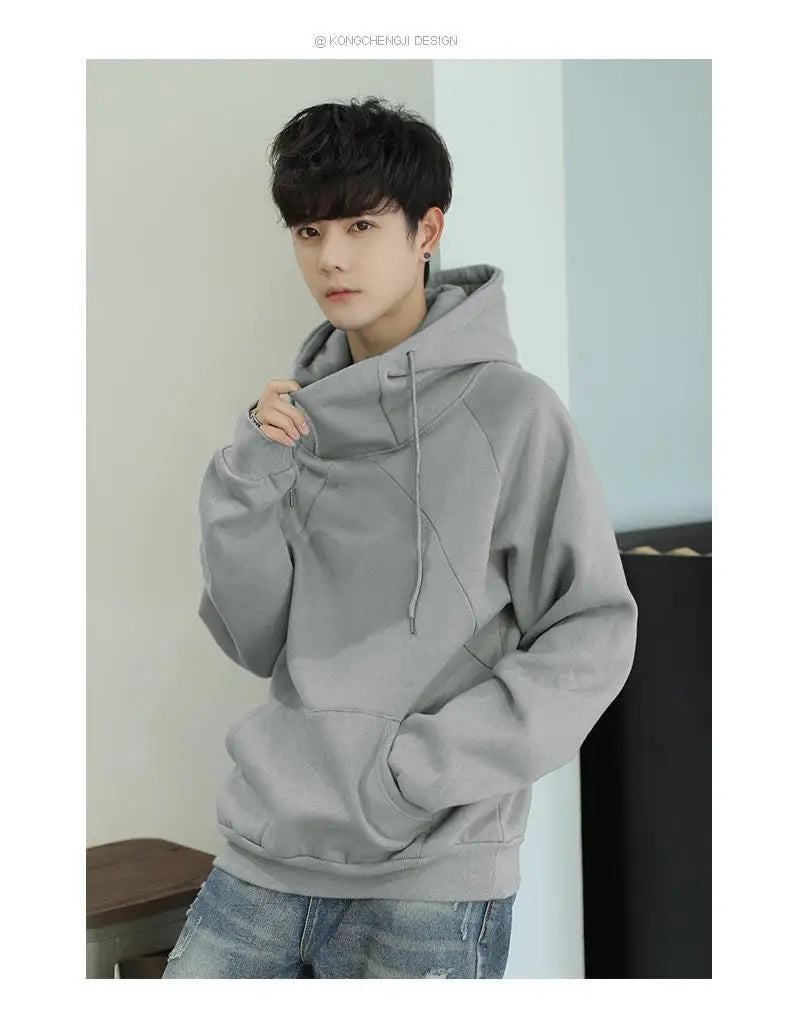 Korean Loose Turtleneck Men's Hooded 2025 New Spring and Autumn Trendy Velvet Jacket