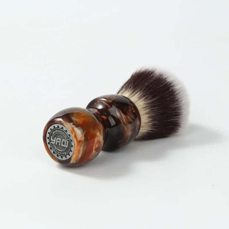 YAQI Caramel Cat's Whisker Synthetic Hair Mens Wet Shaving Brush - Premium Quality Travel Beard Care Grooming Tool