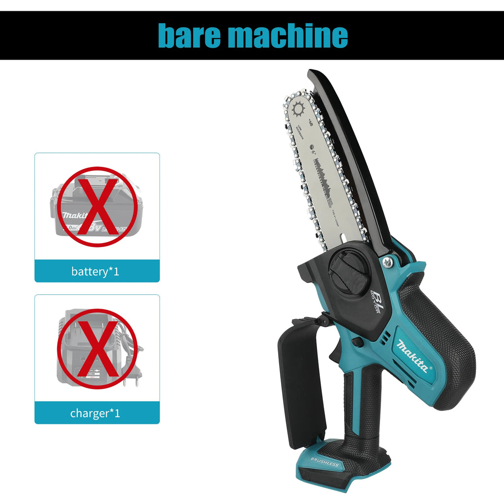 Makita 18V Cordless Chainsaw for Woodworking with Small Handheld Electric 6-inch Logging Sawzall Mini Portable Chainsaw