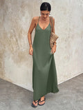 Fashionable Sexy Spicy Solid Color Strapless Backless Long Elegant Dress for Women