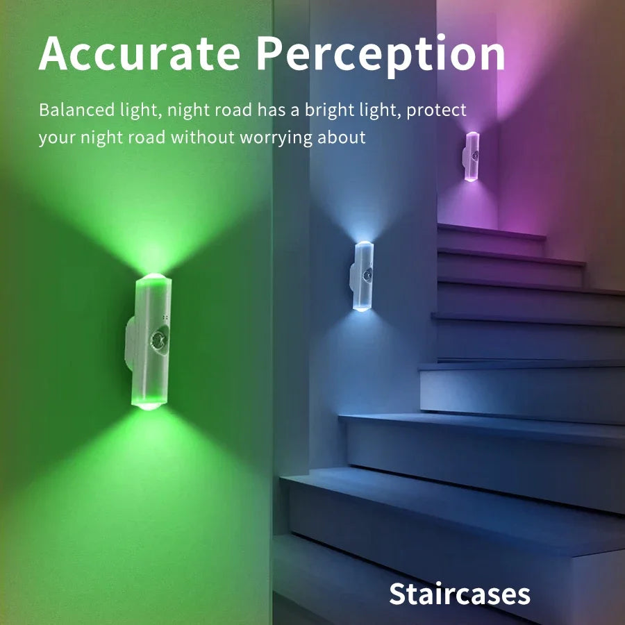 Motion Sensor Wall Light Magnetic LED Wireless Wall Sunset Lamp Rechargeable Spotlight Bedroom Hallway Stairs Living Room Decor