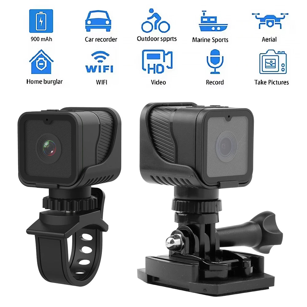 1080P HD Mini Action Camera Portable WiFi Hotspot Mini DV Camera, Waterproof Outdoor Sports Camera, Motorcycle Driving Recorder