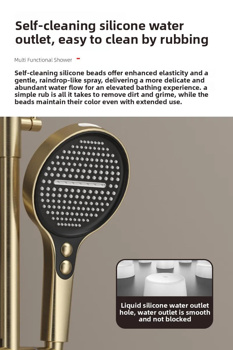Hotel Grade All Copper Waterway Shower Set Hot Cold Multifunction Pressure Shower Head Storage Shelf Copper Shower Set Bathroom
