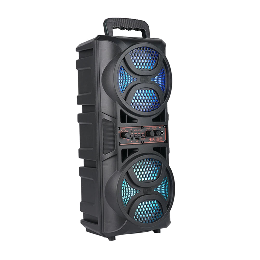 Bluetooth-Compatible Speaker Wireless Stereo Speaker with Double Subwoofer Deep Bass Lights Outdoor Speaker for Home Party Gift