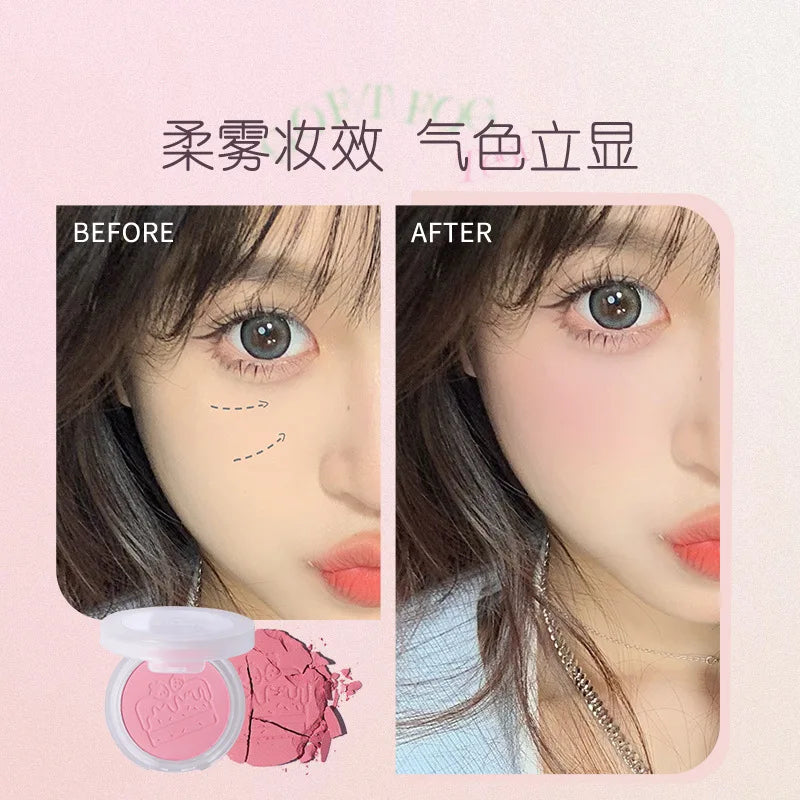 JILL LEEN Monochrome Colorful Soft Mist Blush Disc Highlight Grooming Peach Gills Purple Matte Brightening Expansion Color