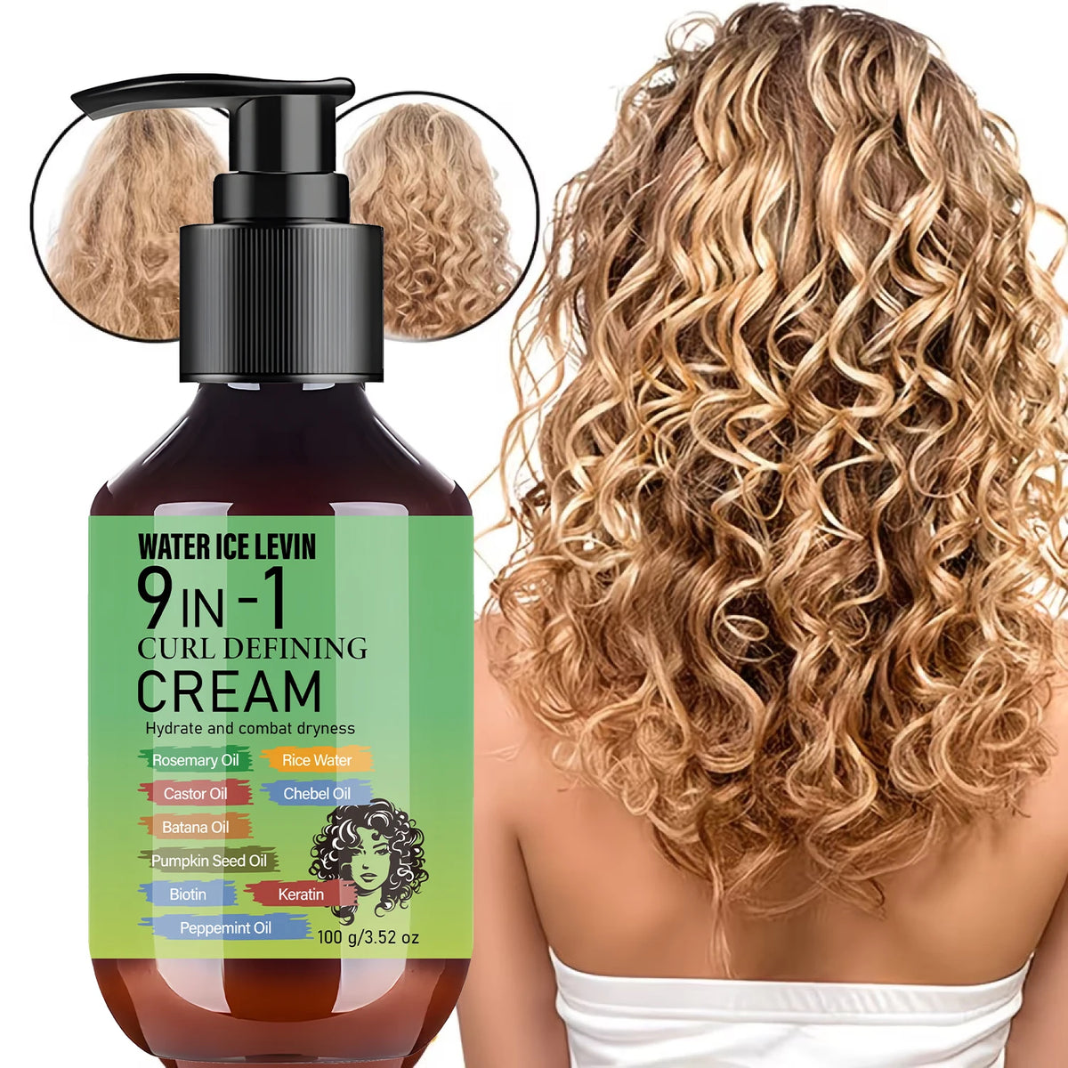 Curl Defining Cream with Rosemary & Castor Oil, Biotin & Keratin for Smooth Hydrated Curls