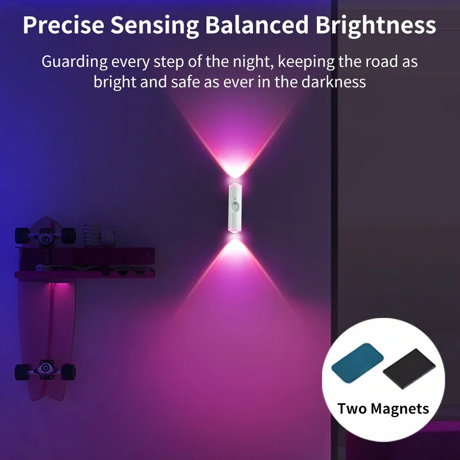 Motion Sensor Wall Light Magnetic LED Wireless Wall Sunset Lamp Rechargeable Spotlight Bedroom Hallway Stairs Living Room Decor