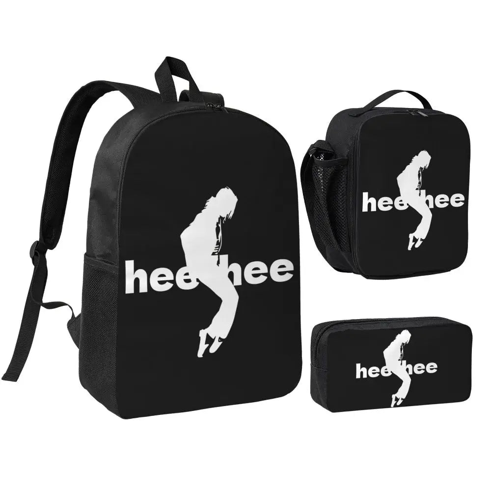 MJ Pop Legend Music 3pecs/set Backpack for Student Shoulder Bag Lunch bag Pencil Case