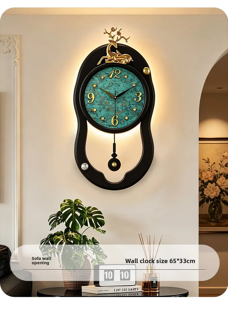 Retro French LED Wall Clock Watch Living Room Mute Pendulum Clock Elegant Taste Family Gift Art Decor Quartz Clock Home Decor