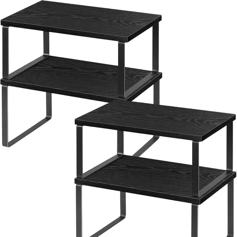 Space-Saving Countertop Organizer Kitchen Office Closet Stackable Closet Organizer Extendable Storage Rack Spice Rack  Set of 2