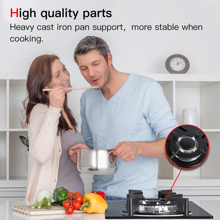 Premium Quality 2-Burner Built-in Gas Hob | Thick Tempered Glass Gas Cooktop | LPG NG Gas Stove Elegant Design