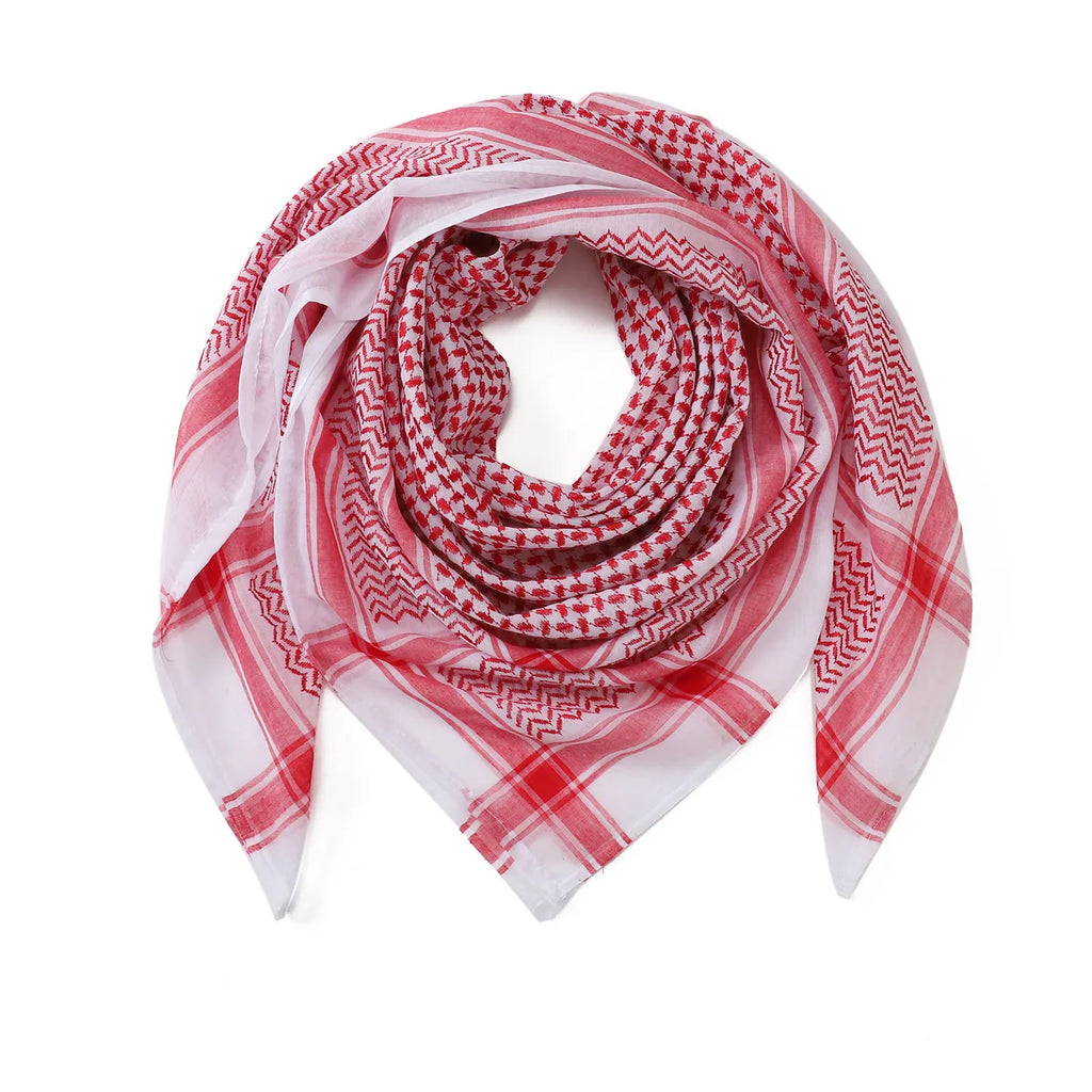 New Arab Shemagh Muslim Keffiyeh Head Wrap Tactical Desert Head Neck Scarf Military Shawl Arabic Scarf Headwear with Agal Rope