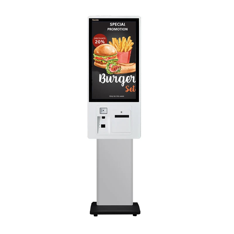 OEM Self Service Ordering Terminal With 23.8 27 Inch FHD Screen Kiosk Support Multiple Languages UI For Retail Food Chains