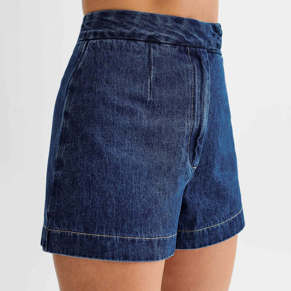 Summer Women's Denim Shorts Sleeveless High Waist Wide Leg Shorts A-Line Hot Pants Lady Jeans Bottoms Shorts Casual Style Jeans