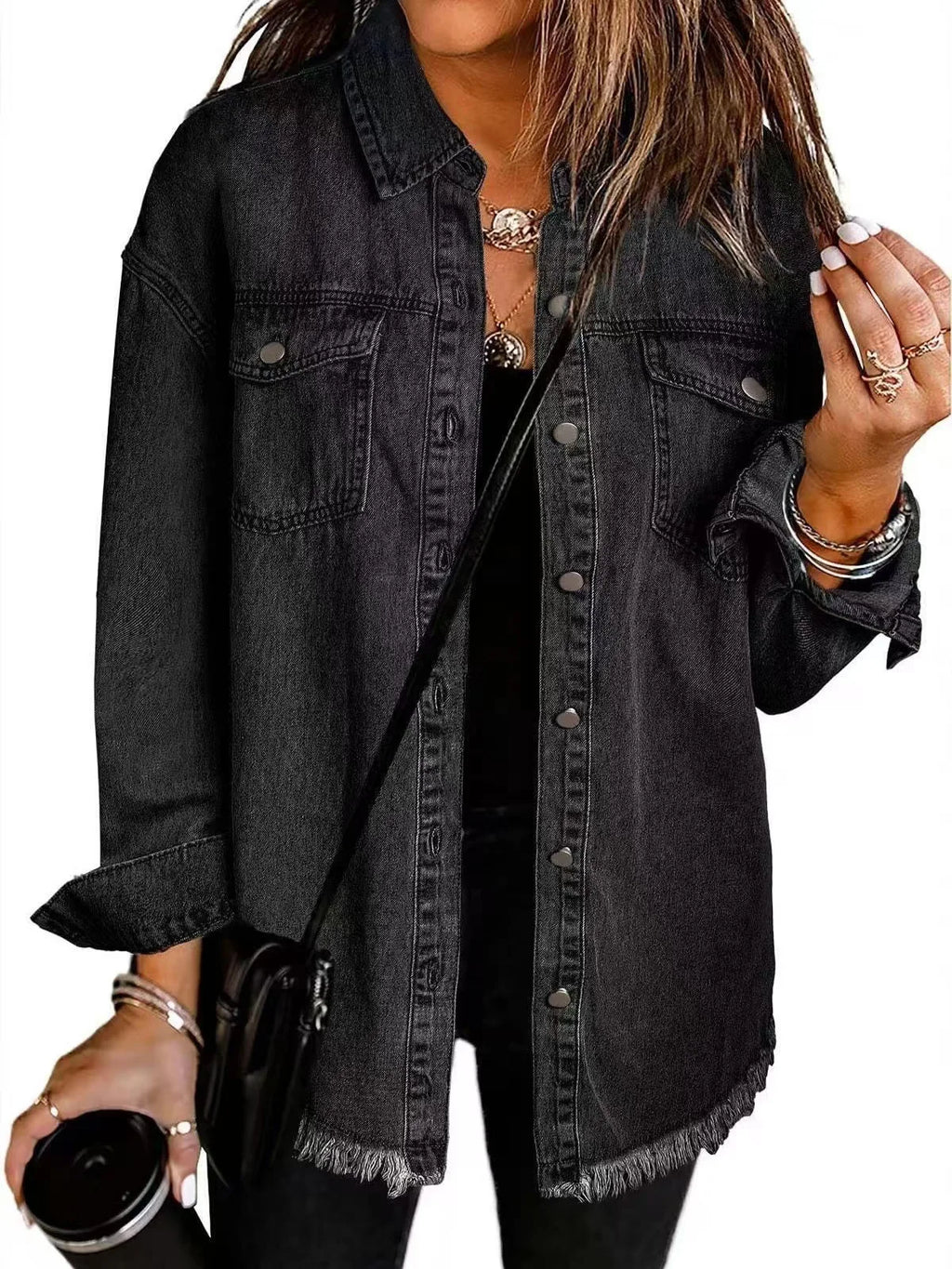 Women's Trendy Washed Denim Jacket New Spring Autumn Trimmed Edges Casual Classic Fit Jeans Jacket for Ladies