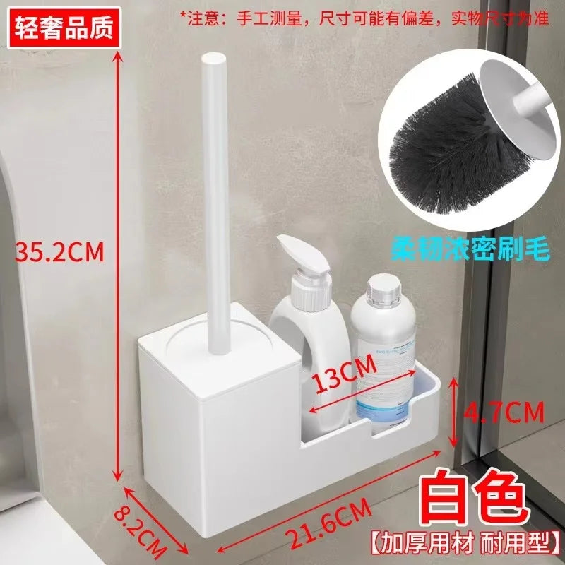 Toilet Brush Holder Wall Mounted Bathroom Cleaning Brush Toilet Brushes For Cleaning Storage Space Aluminum