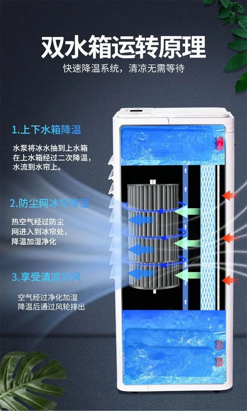 Dual-Mode Cooling Heating Fan Household Air Cooler, Compact Portable Water-Cooled Air Conditioner