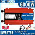 6000W Portable Smart Inverter 12V/24V/48V to 110V/220V AC with USB Port & Alligator Clamps for RVs Trucks Worldwide CE Certified