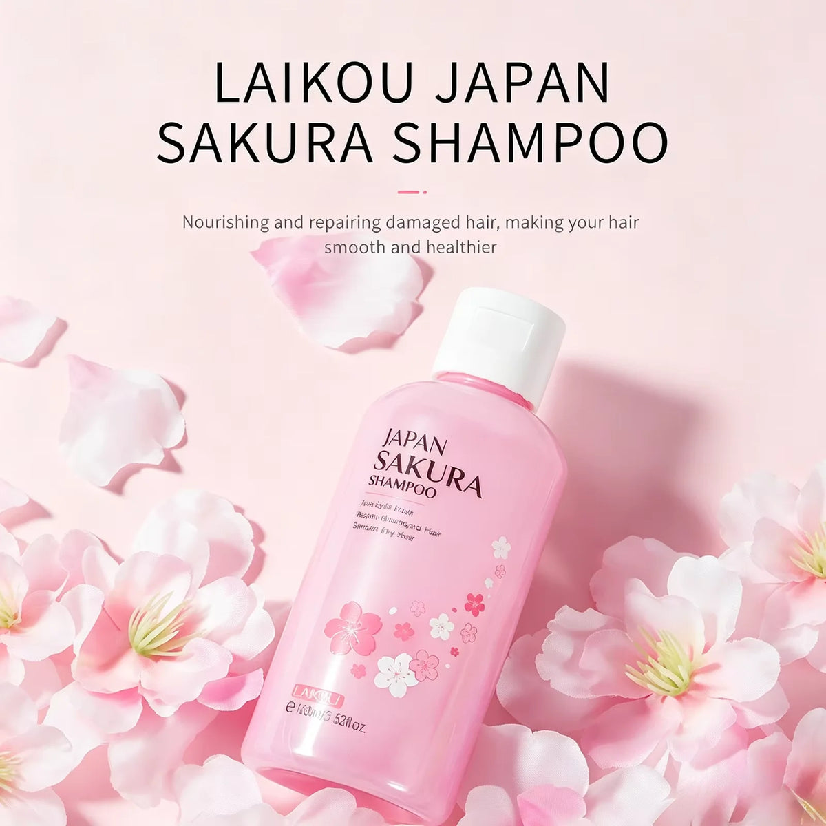 LAIKOU Japan Sakura Shampoo 100ml Travel Size Repair Split Ends Smooth Dry Damaged Hair Cherry Blossom Fragrance Hair Wash
