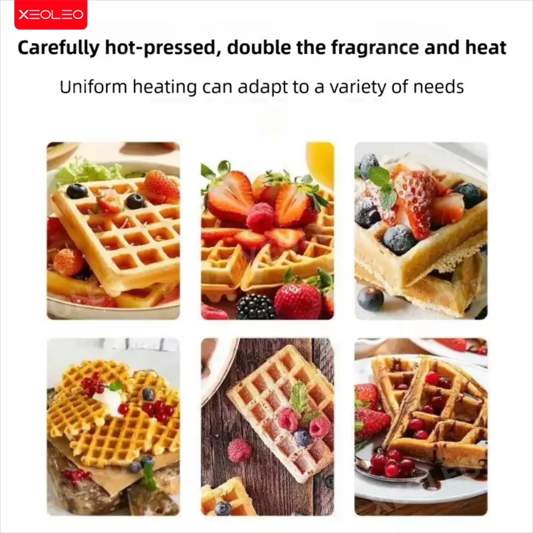 XEOLEO Electric Waffle Maker 1600W Square Shape Waffle Machine Non-stick Baking Waffle Iron Coating Baking and Dessert Maker