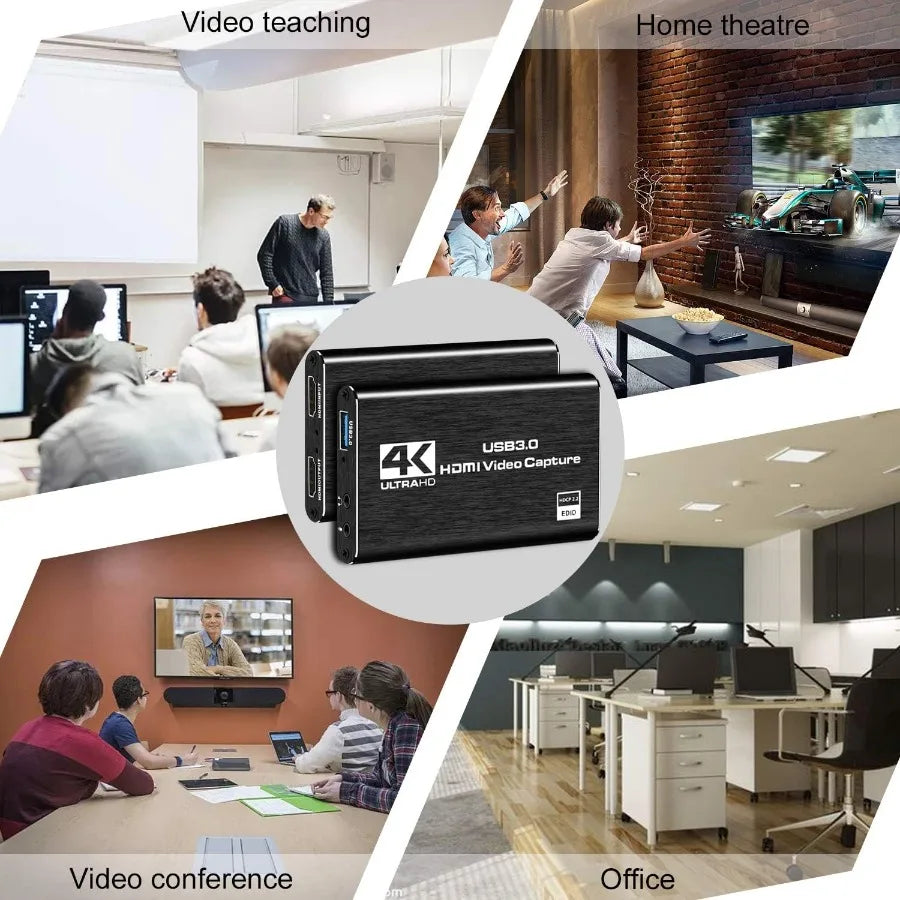 4K USB 3.0 Video Capture Card HDMI-compatible 1080P HD Video Recorder Grabber For PC PS4 OBS Game Recording Game Audio Mic