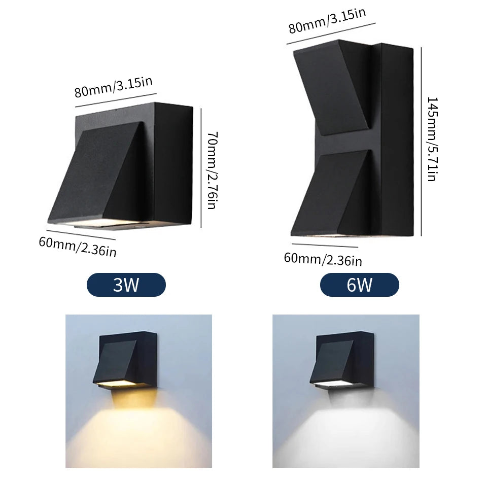 LED Wall Light Outdoor Waterproof IP66 Porch Garden Wall Lamp & Indoor Bedroom Bedside Decoration Lighting Lamp