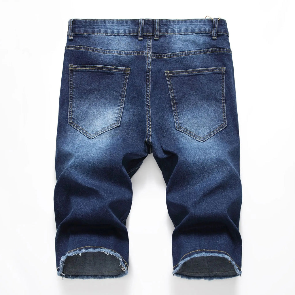 2026 New Denim Shorts for Men Fashion Casual Stretch Straight Short Jeans Men Summer Trend Holes Slim Fit Cowboy Short Trousers
