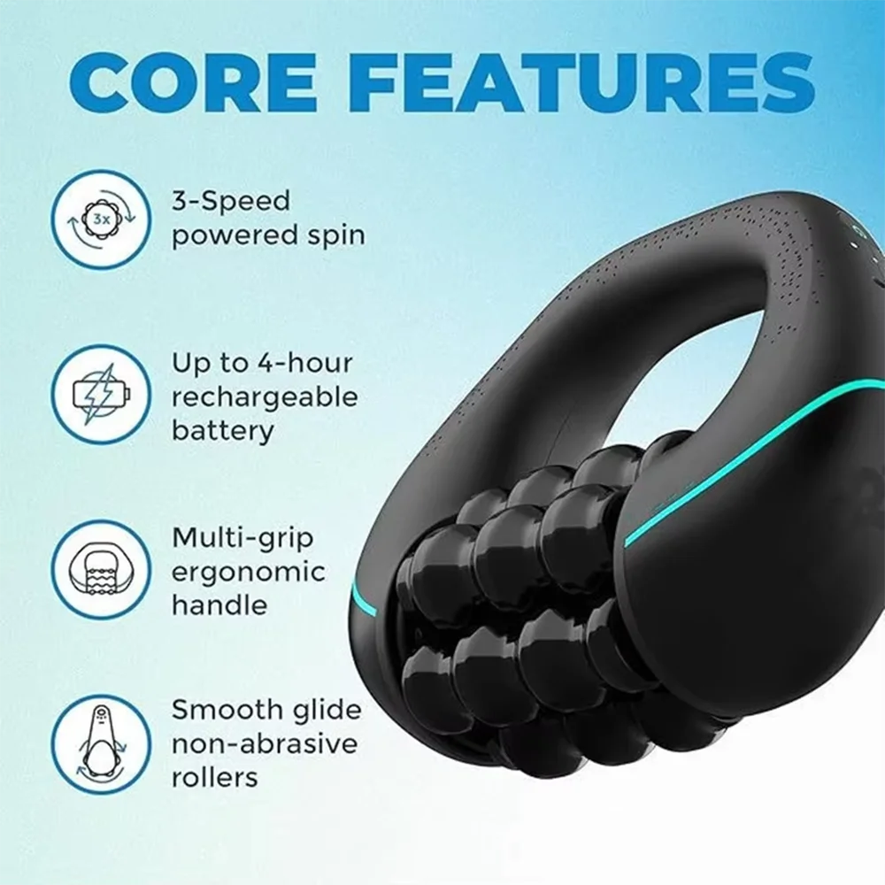 Mini Rolling Percussive Massager Whole Body Fatigue Relief Deep Tissue and Muscle Recovery Rechargeable Powerful 3-Speed Spin