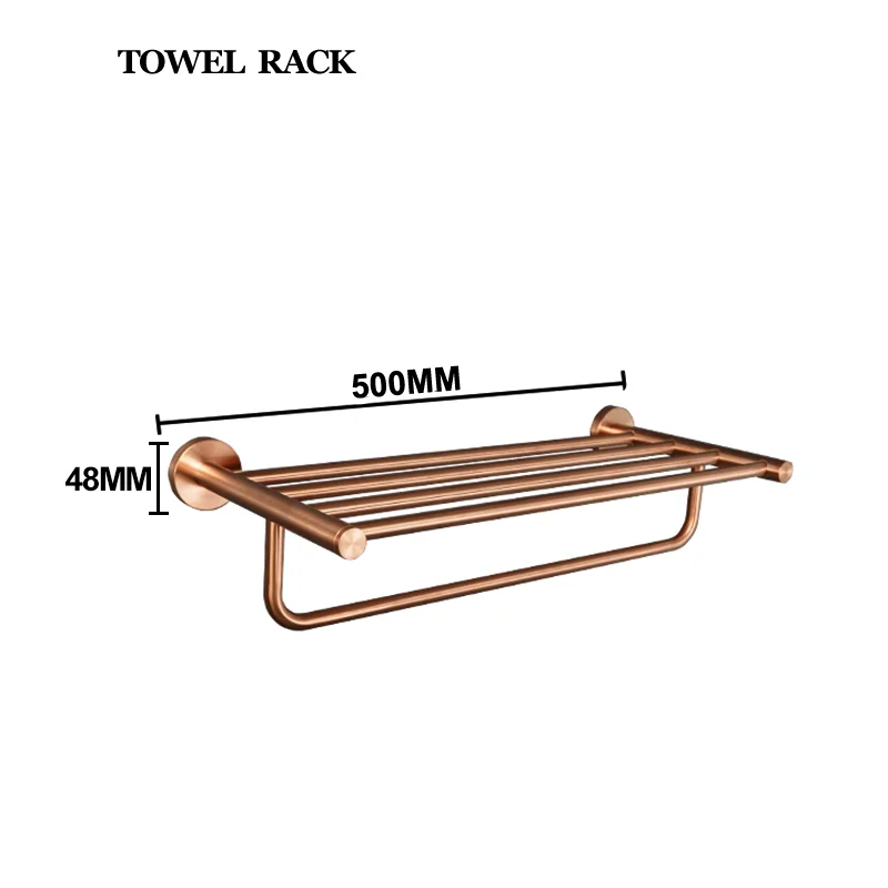 High-quality Brushed Rose Gold 304Stainless Steel Beautiful Wall Hook Toilet Paper Holder Towel Bar Bathroom Accessories