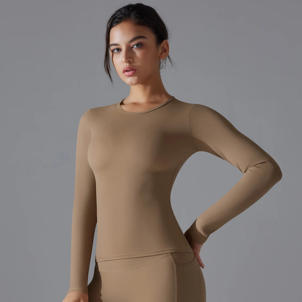 Yoga Shirts For Women Long Sleeve Winter Fitness Running Gym Clothes Workout Dry Fit Breathable High Elastic Sports Top