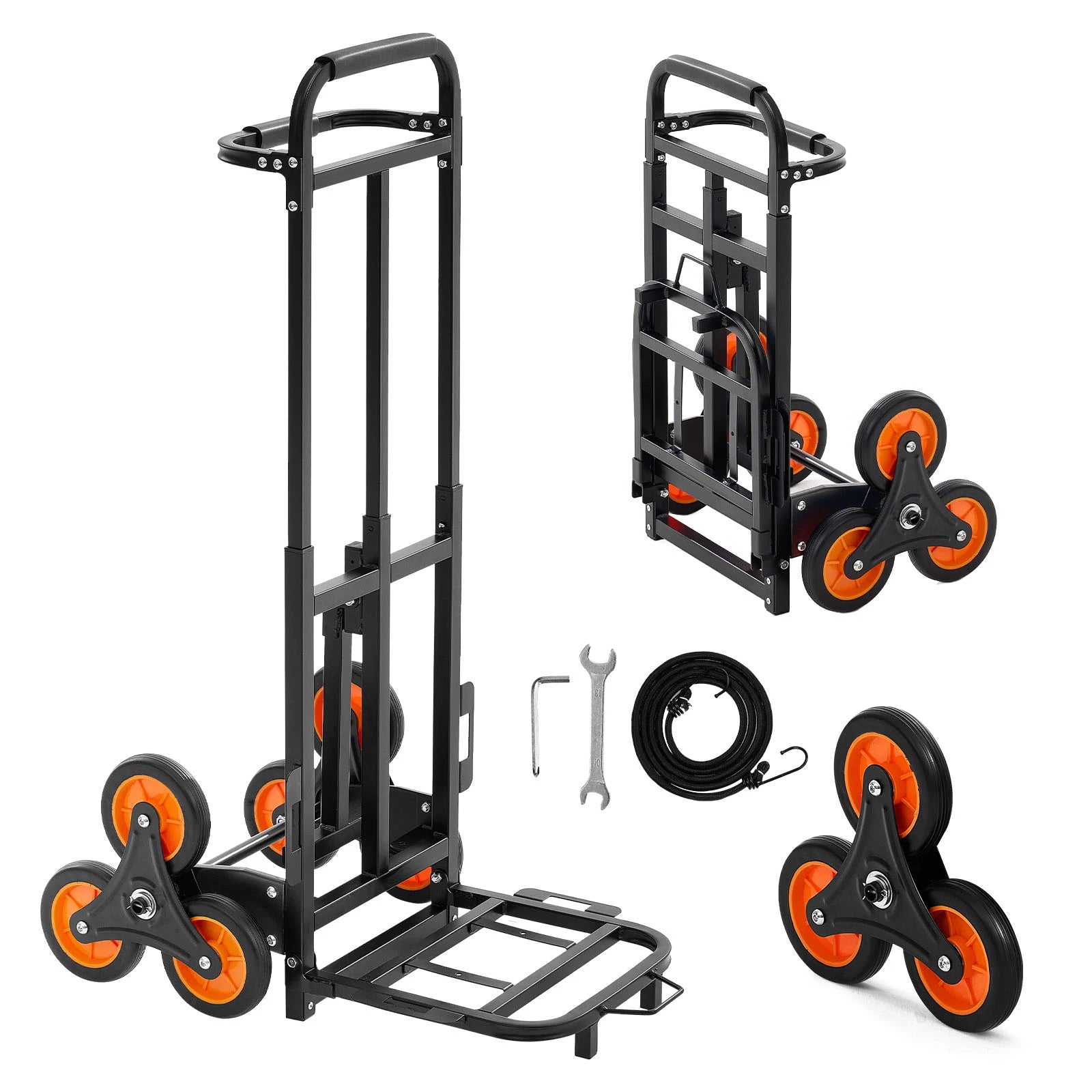 SucceBuy Stair Climbing Cart 220 lbs Stair-Climbing Capacity Heavy-Duty Folding Trolley Cart w/ Telescoping Handle for Groceries