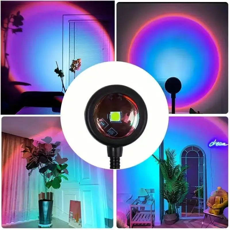 LED Rainbow Sunset Projection Lamp Atmosphere Night Light Photography Fill Light Artifact Creative Room Decoration Gift