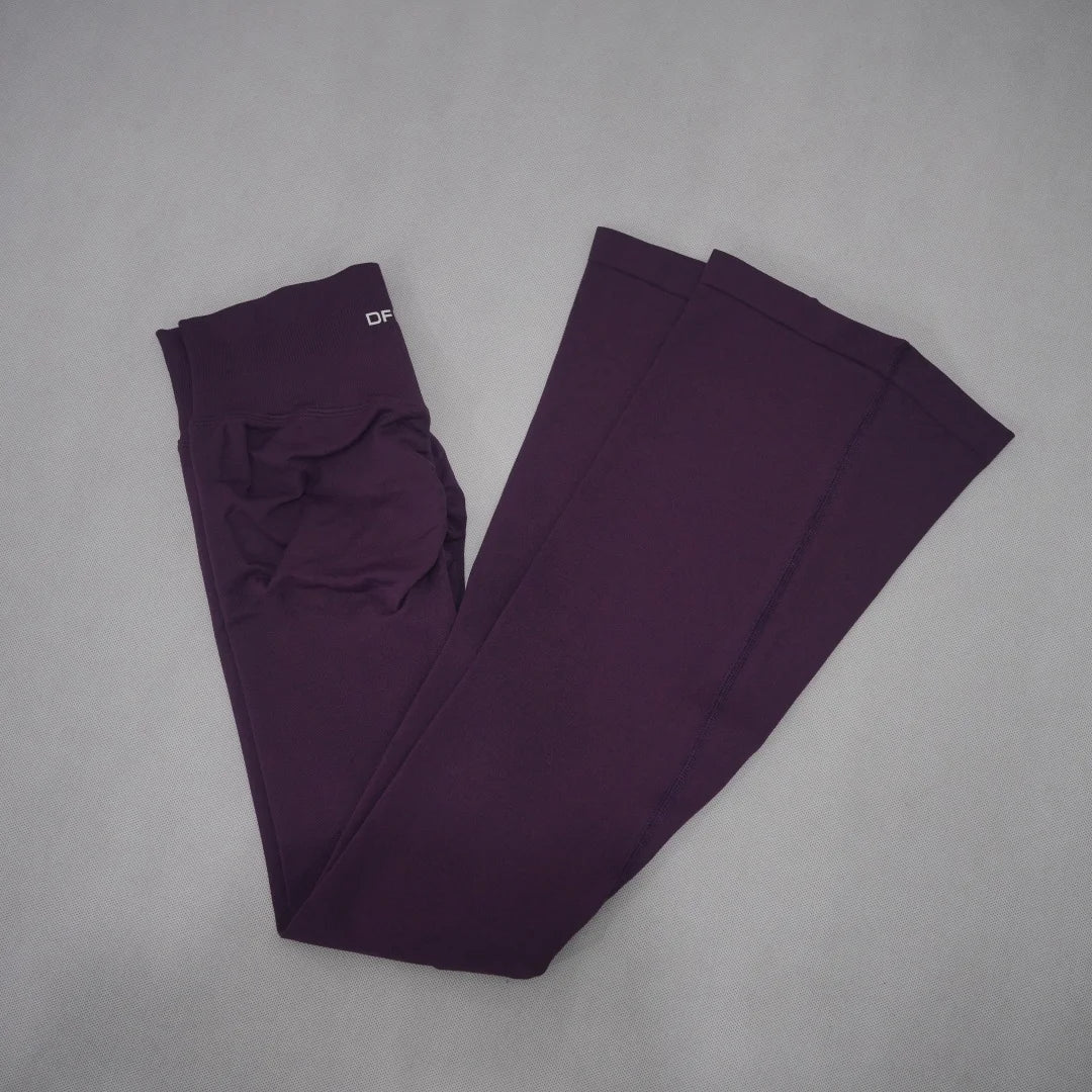 DF‑LOGO Women Seamless Flare Yoga Pants Quick Dry Breathable Butt Lifting Flared Leggings for Gym Pilates Workout Fitness