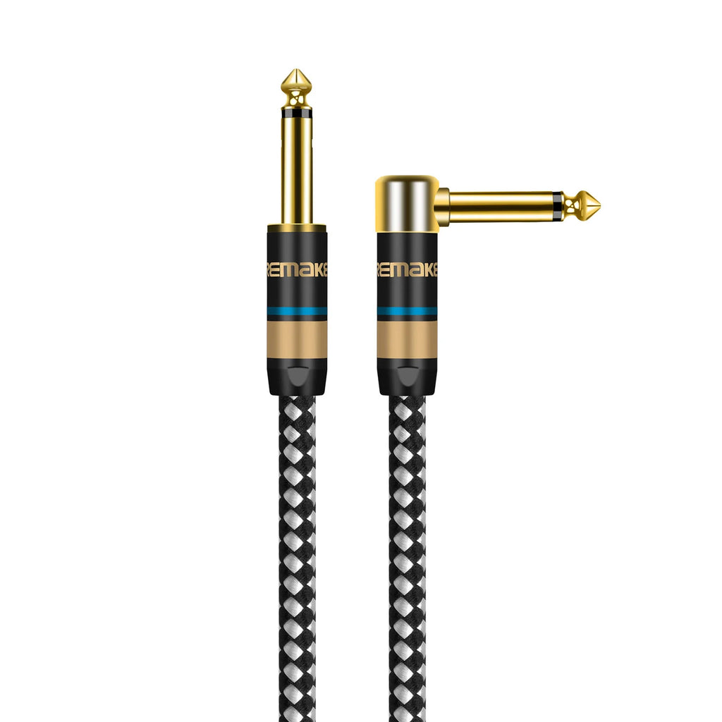DREMAKE Premium 6.5mm to 6.5mm Guitar Audio Cable Mono 6.35mm Quarter Inch Male to Male Instrument Patch Cord for Bass E-Piano