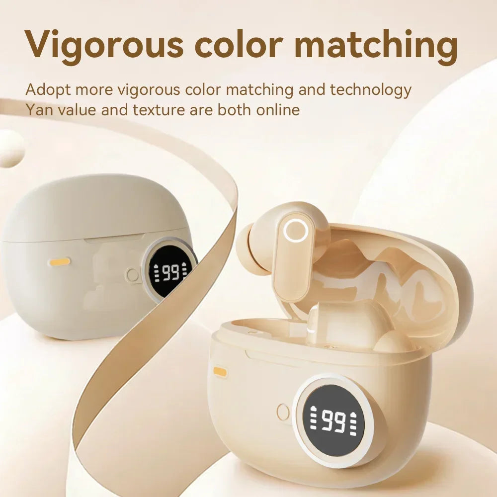 Bluetooth 5.4 Headphones True Wireless In-ear Long Noise Reduction TWS Sports High Sound Quality Digital Display Screen Earplugs